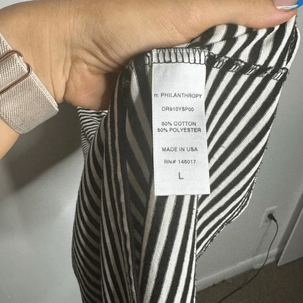 n:PHILANTHROPY STRIPED Tank midi DRESS black white cotton women's large L - Picture 6 of 7